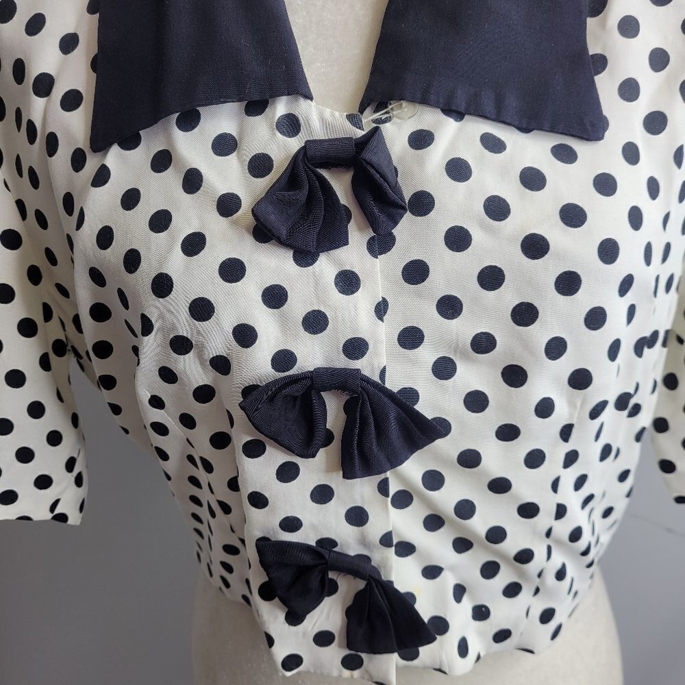 VINTAGE 80s set‎ polka-dot high waist shorts and crop top S - Picture 2 of 15